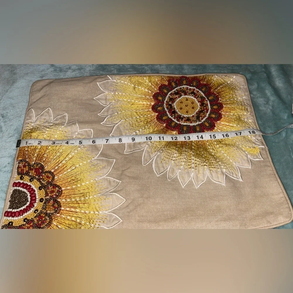 Pier 1 Sunflower Jacquard & Beaded Boudoir Pillow Cover